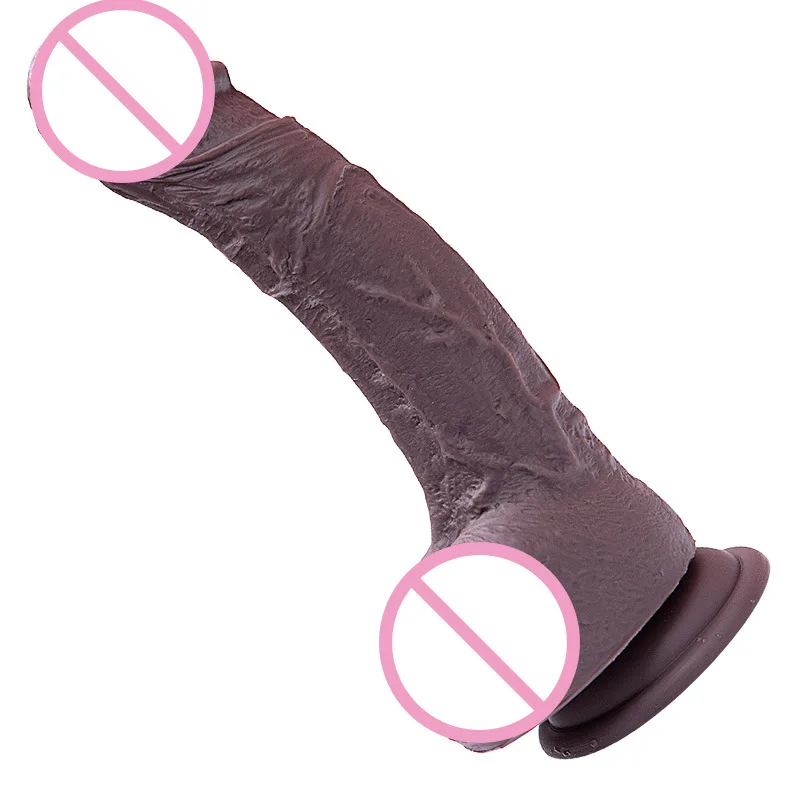 Large Curved Black Silicone Wall-Mount Dildo 20cm — hình 2