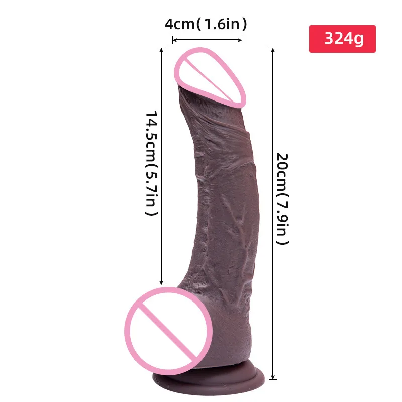 Large Curved Black Silicone Wall-Mount Dildo 20cm — hình 3