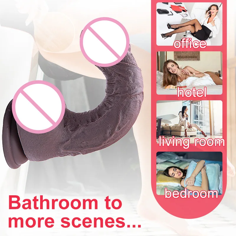 Large Curved Black Silicone Wall-Mount Dildo 20cm — hình 9