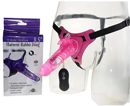 DV65E Strapped Rigid Ribbed Vibrating Dildo for Lesbians — Designed to bring excitement and deep satisfaction, this