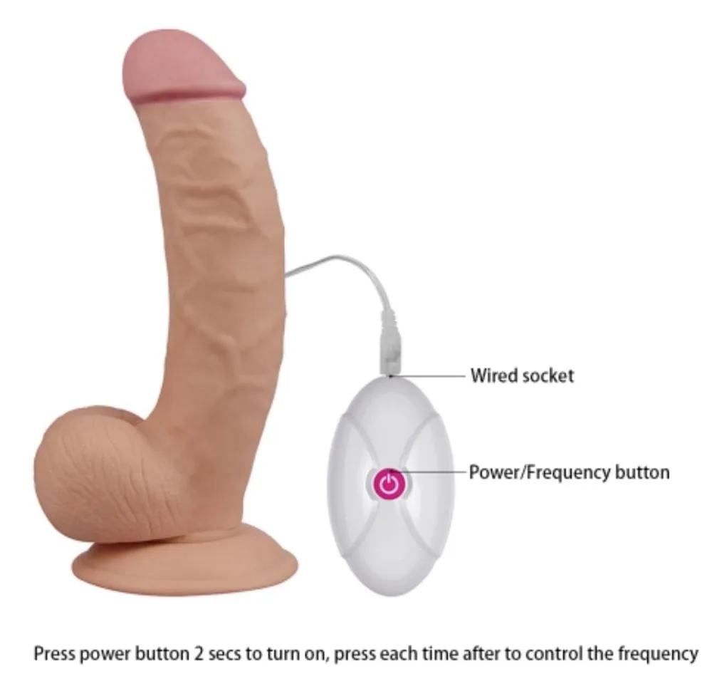 DV68A Large 10 Mode Vibrating Penis Dildo Ultra Soft TPE — hình 5