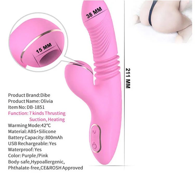 Multi Function Vibrating Thrusting Suction Heating Silicone — hình 9