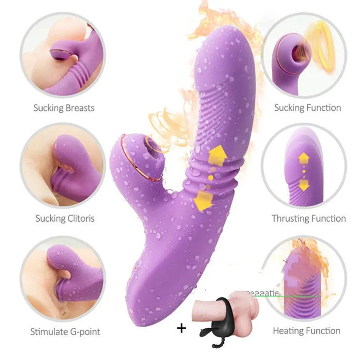 Multi Function Vibrating Thrusting Suction Heating Silicone — hình 11