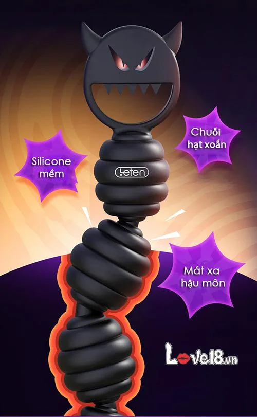Silicone Spiral Beads Anal Chain Devil Design Butt Plug — hình 3