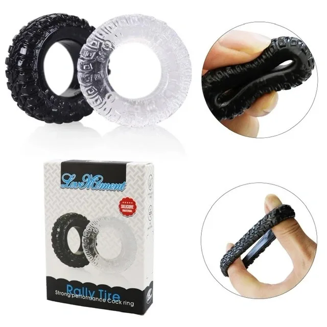 Rally Tire Double Cock Ring Silicone Male Delay Enhancer Set