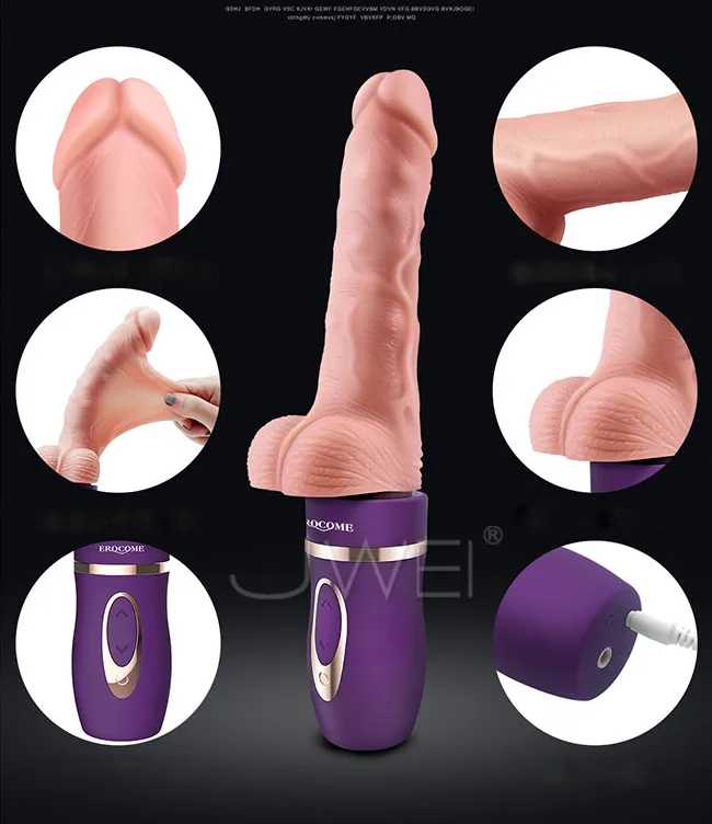 Erocome Heated Rumble Soft Silicone Vibrating Dildo — hình 19