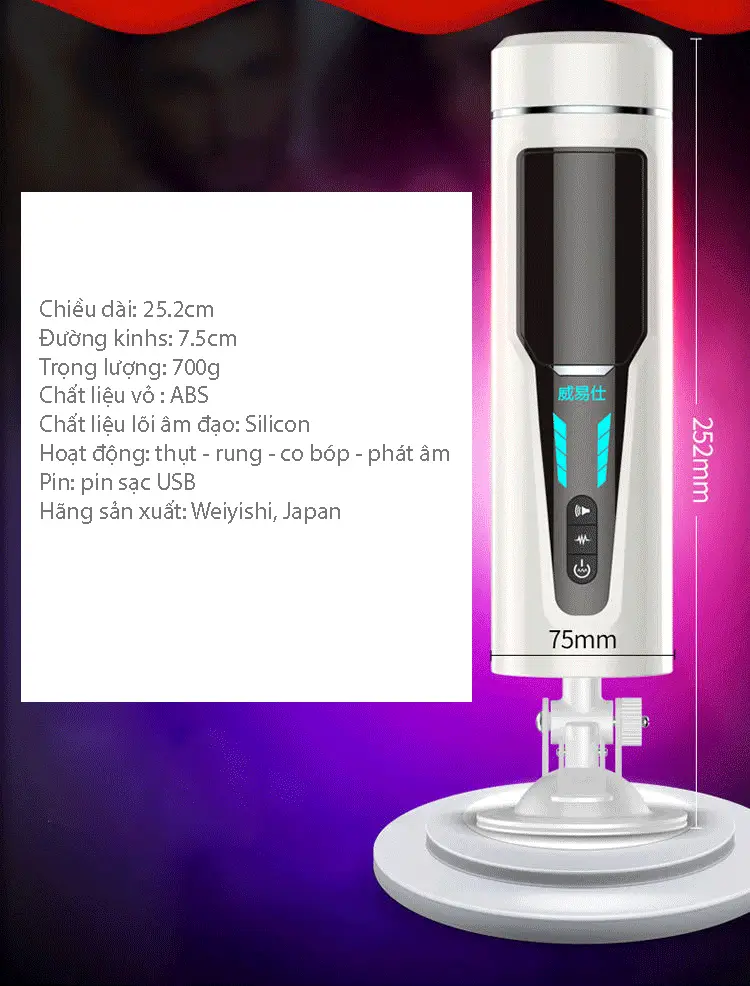 Weiyishi Luxury Silicone Masturbator Thrust Suck — hình 16