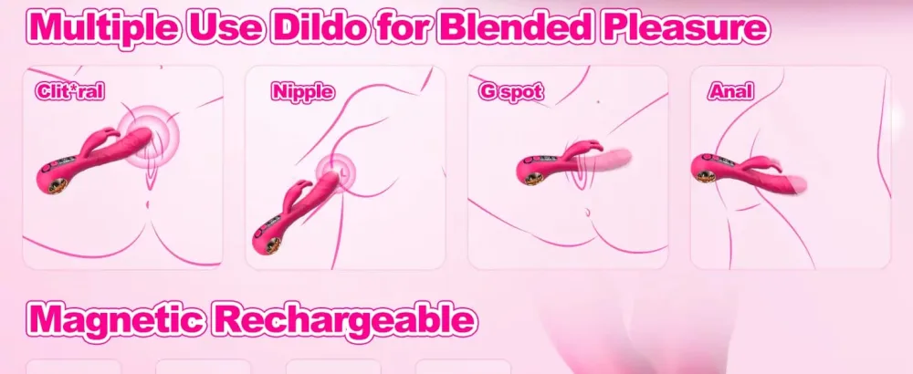 Monica Super Vibrating Silicone Dildo 22.3cm Pink — hình 4