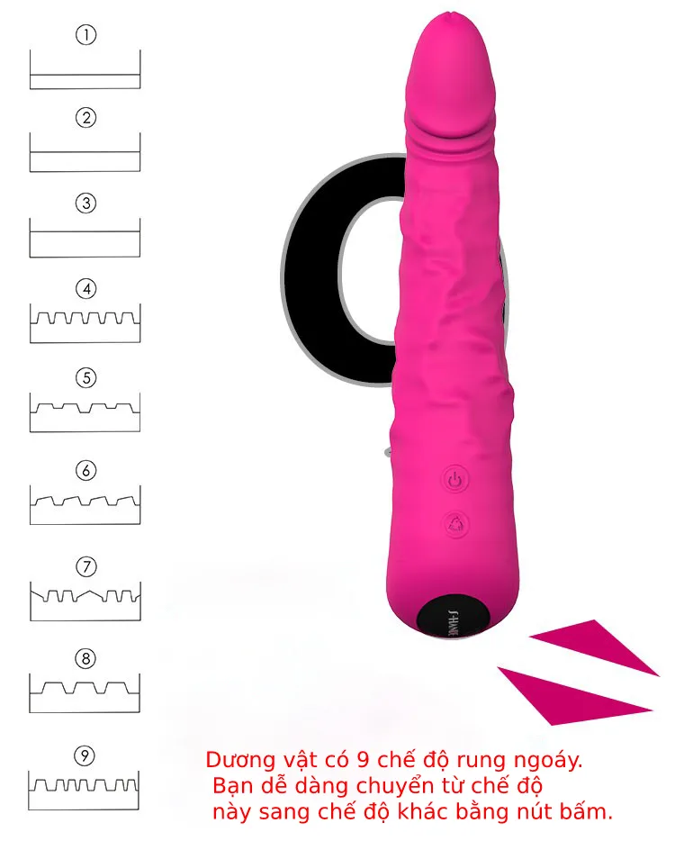 HANE Silicone Vibrating Rotating Dildo – 9 Speed Modes — hình 5