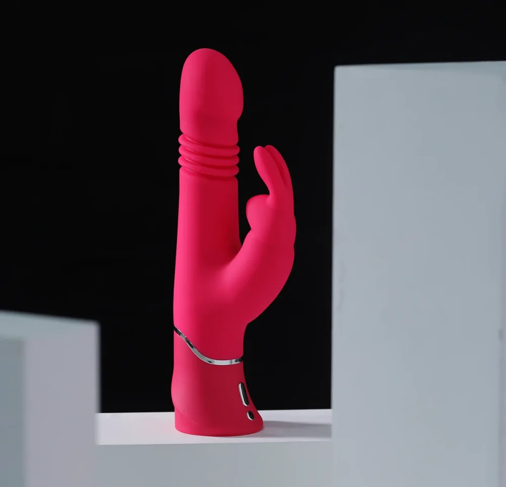 Happy Rabbit Thrusting Silicone Vibrator Ergonomic Powerful — Ergonomic Dual Stimulation Design