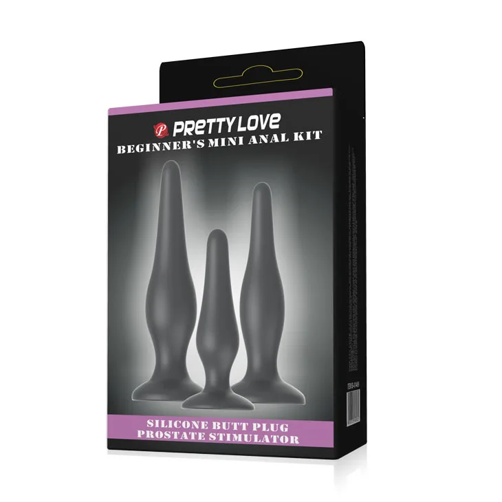 Soft Mini Anal Plug Set 3pcs HM02C Prostate Massage Silicone — hình 5