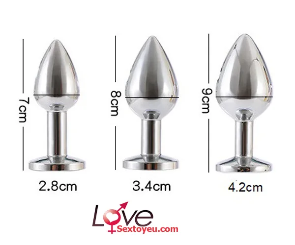Colorful Stainless Steel Anal Plug Round Gem Sizes — hình 3