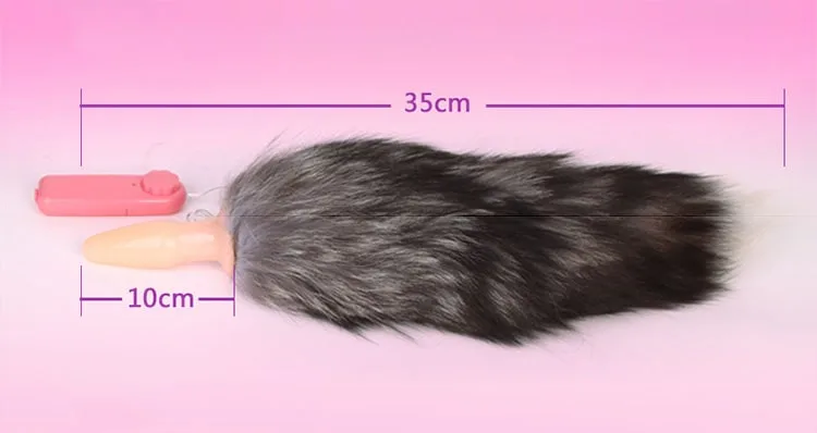Soft Silicone Fox Tail Anal Plug with Vibration HM05F — hình 2