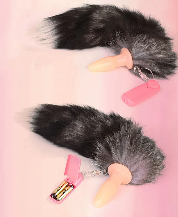 Soft Silicone Fox Tail Anal Plug with Remote Vibration — hình 4