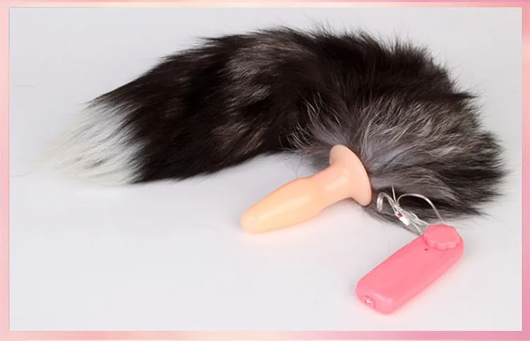 Soft Silicone Fox Tail Anal Plug with Vibration HM05F — hình 5