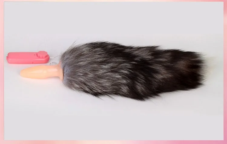 Soft Silicone Fox Tail Anal Plug with Vibration HM05F — hình 6