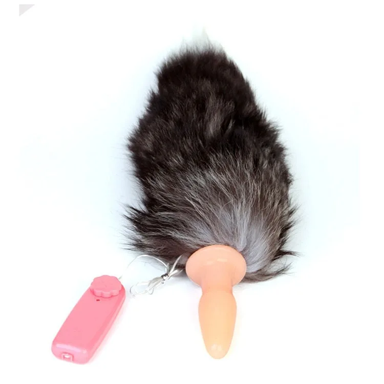 Soft Silicone Fox Tail Anal Plug with Vibration HM05F — hình 8