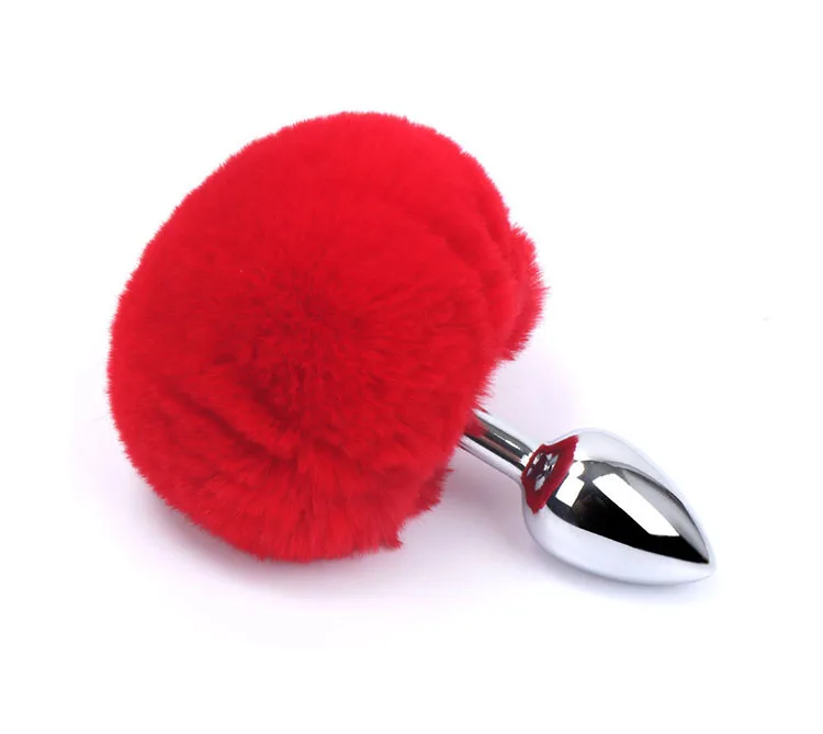 Multi Color Bunny Tail Metal Anal Plug Prostate Massager — hình 7