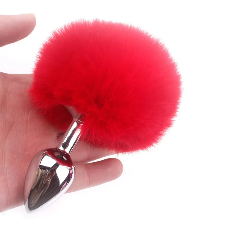 Multi Color Bunny Tail Metal Anal Plug Prostate Massager — hình 5
