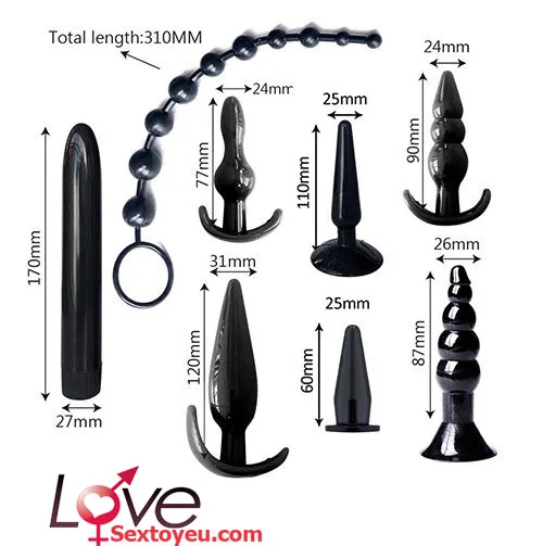 10-Piece Black Silicone Anal Toy Set Safe Beginner Kit — The sleek black finish brings a touch of sophistication and
