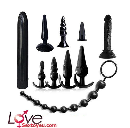 10-Piece Black Silicone Anal Toy Set Safe Beginner Kit — Superior Quality & Comfort-Driven Design
