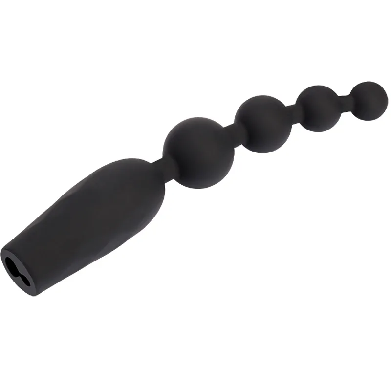 Black Mont Rechargeable Anal Beads Silicone Vibrator — Dual Pleasure Design for Both Genders