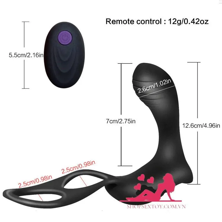 Prostate Massage Ring Warming Remote Control Silicone Toy — hình 3