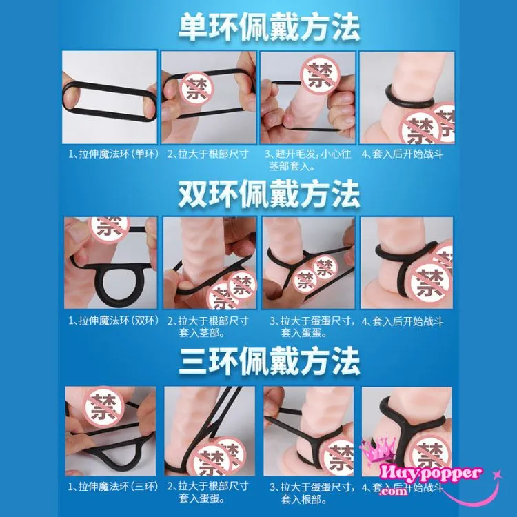 Smart Ring Silicone Cock Ring Set 3 Styles 30+ Combos — Easy to Use with Clear Guidance