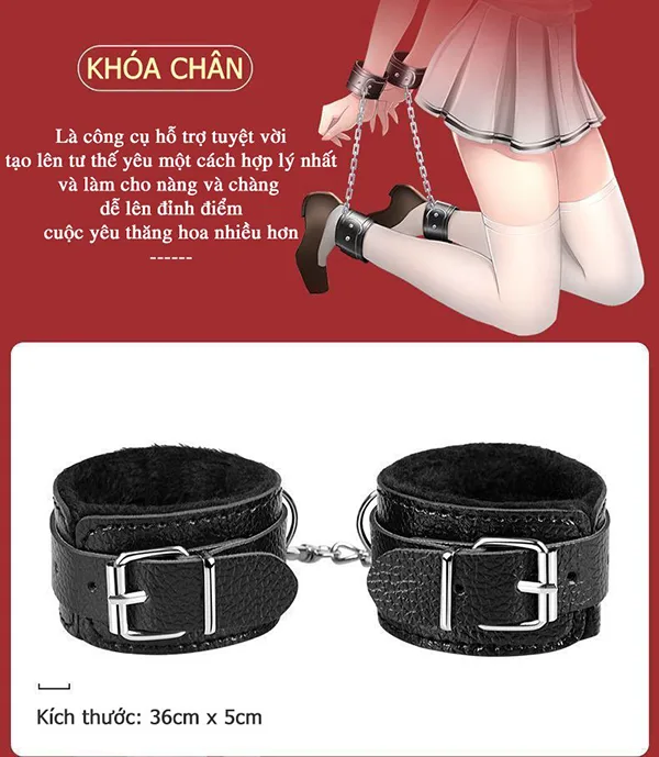 7 Piece BDSM Kit Restraints Bondage Accessories for — hình 3