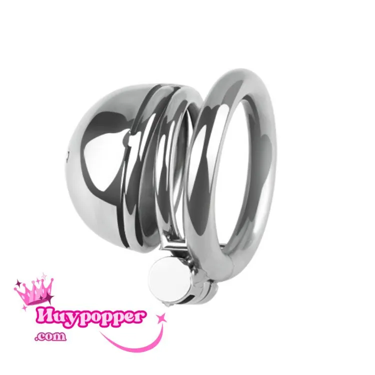 Stainless Steel Spring Lock Cock Ring Closed Tip — hình 2