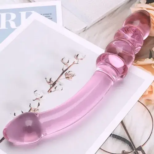 Dual-Ended Glass Anal Dildo Pink Transparent Explore — This toy isn't about flashy lights or vibrating gimmicks