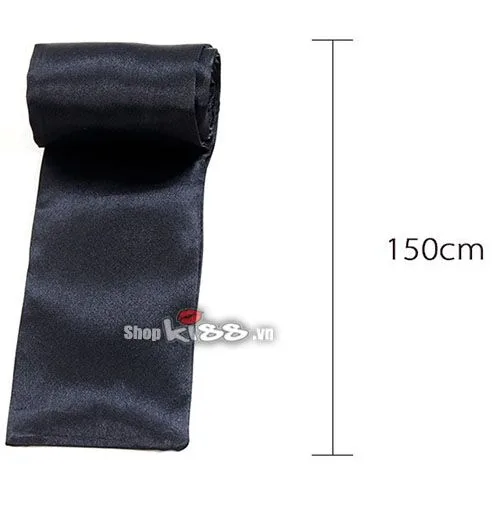 Silky Satin Blindfold Soft BDSM Eye Mask Black Red — hình 2