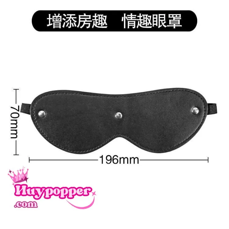 Basic PU Leather BDSM Blindfold Adjustable for Women Men — hình 3