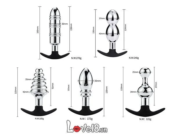HM73 Metal Silicone Anal Plug Set 5pcs Prostate Massage — Detailed Specifications for Perfect Fit
