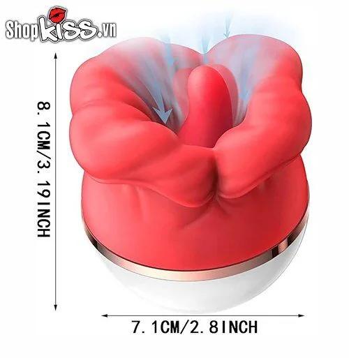 Big Mouth Rose Clitoral Licking Sucking Vibrator Red Petals — hình 3