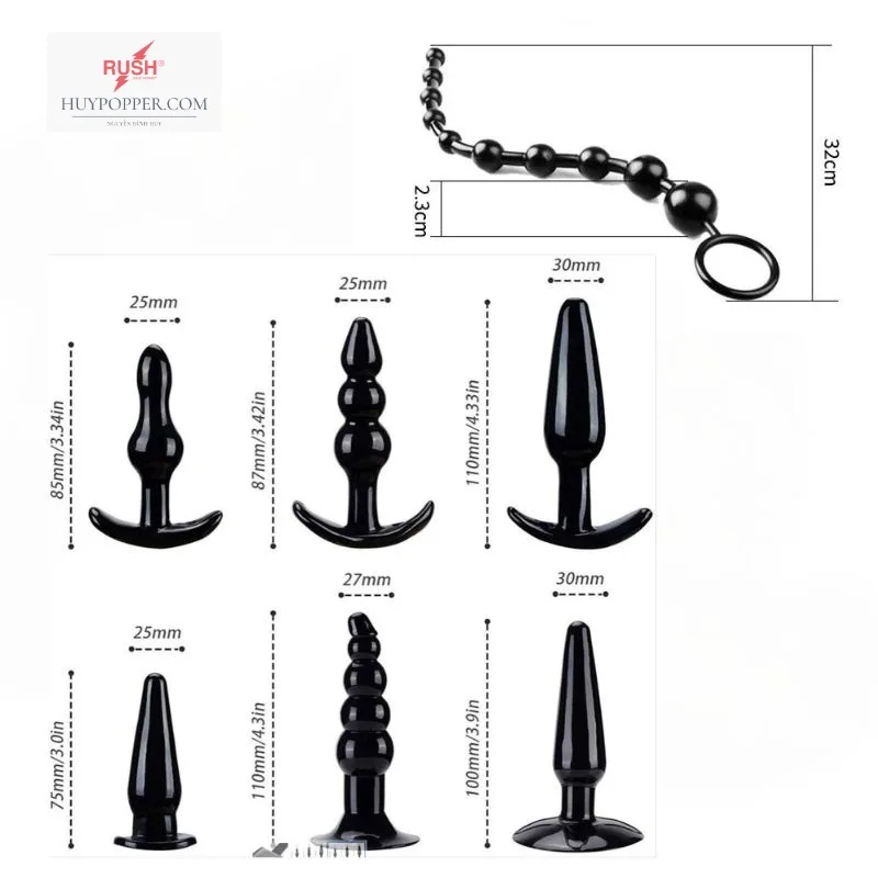 7-Piece Silicone Anal Pleasure Starter Kit Comfortable Safe — Versatile Sizes for Progressive Pleasure