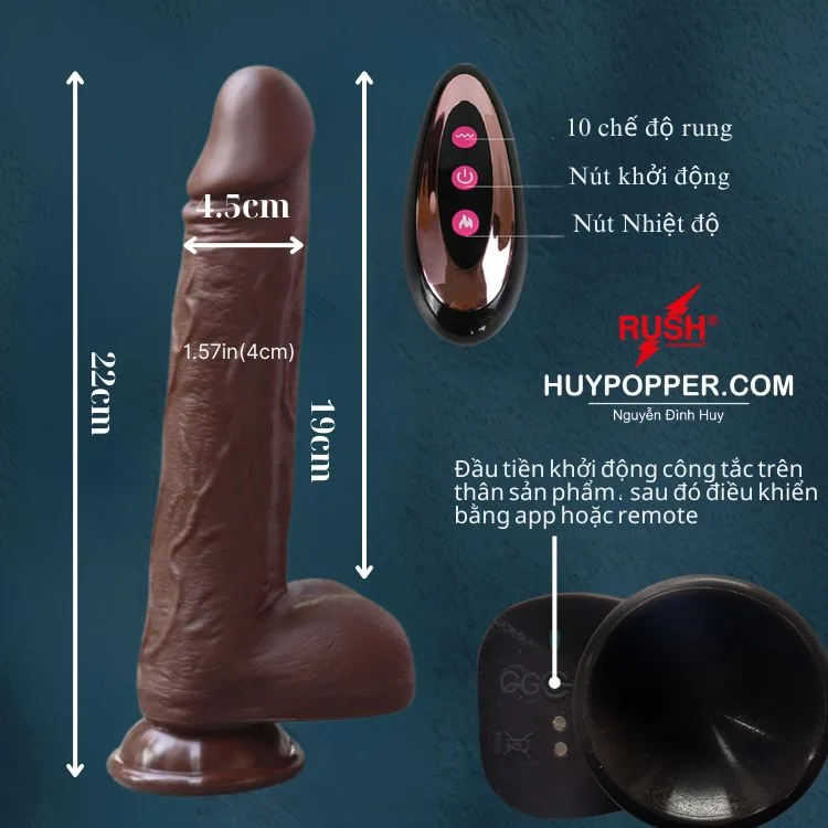 Black App Control Automatic Thrusting Vibrator Silicone — hình 3