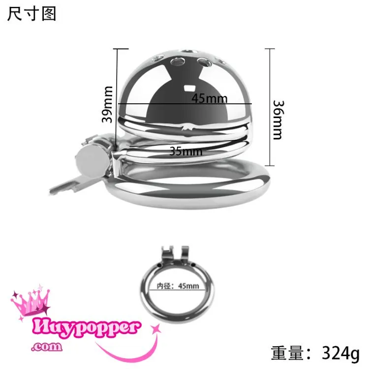 Stainless Steel Spring Lock Cock Ring Closed Tip — hình 3