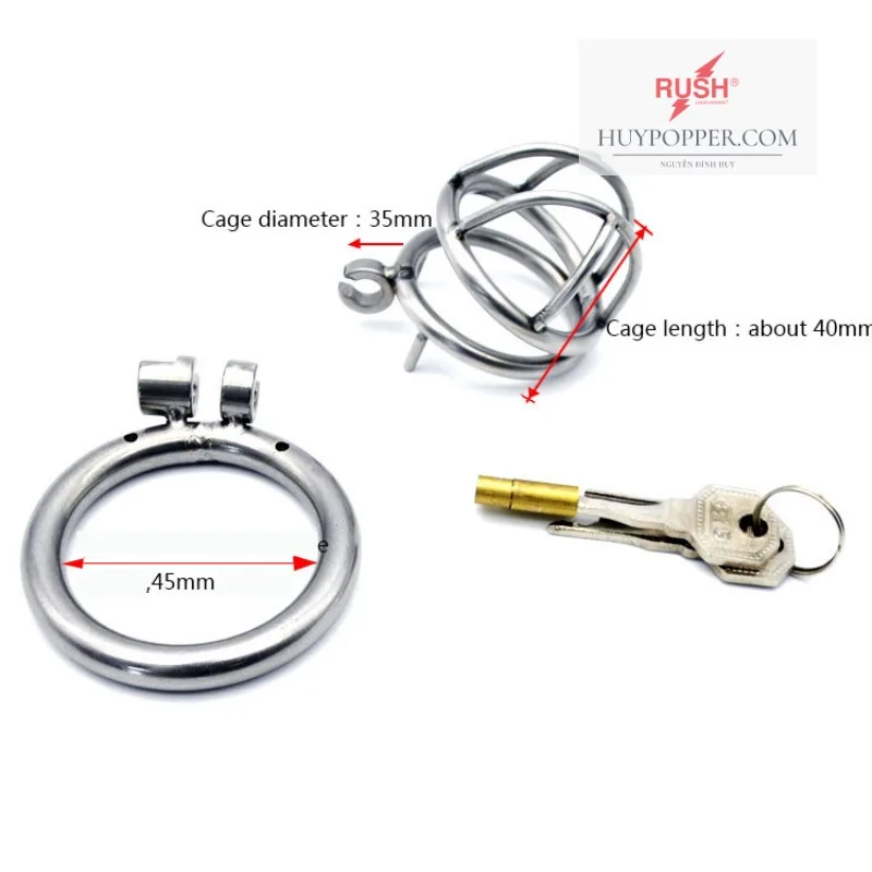 Small Spring Stainless Steel Male Chastity Device — hình 2