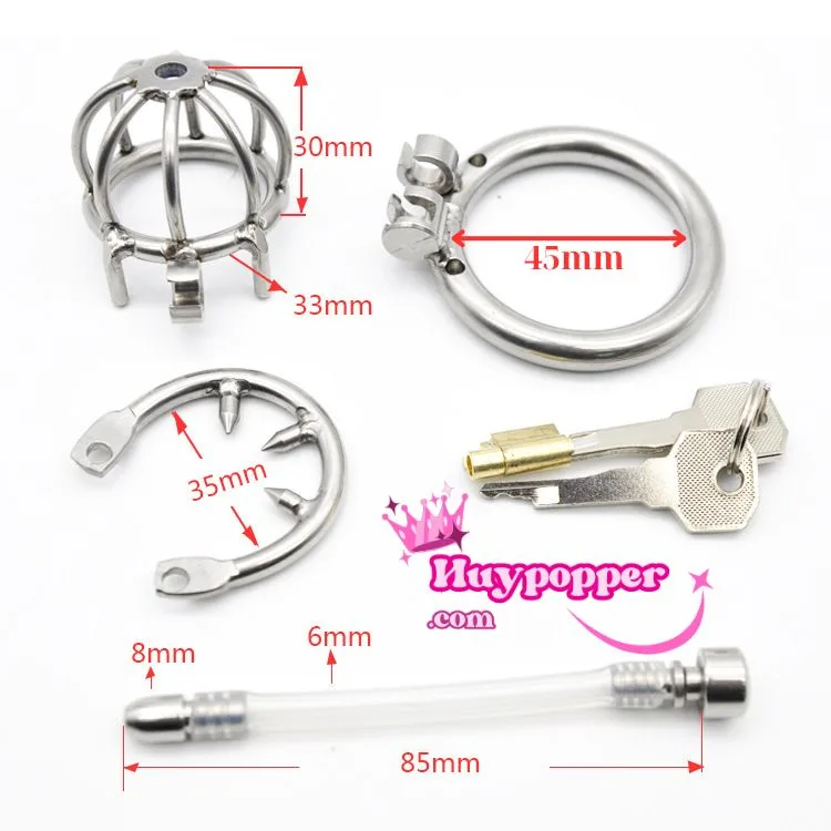 Stainless Steel Urethral Penis Cage with Spiked Ring