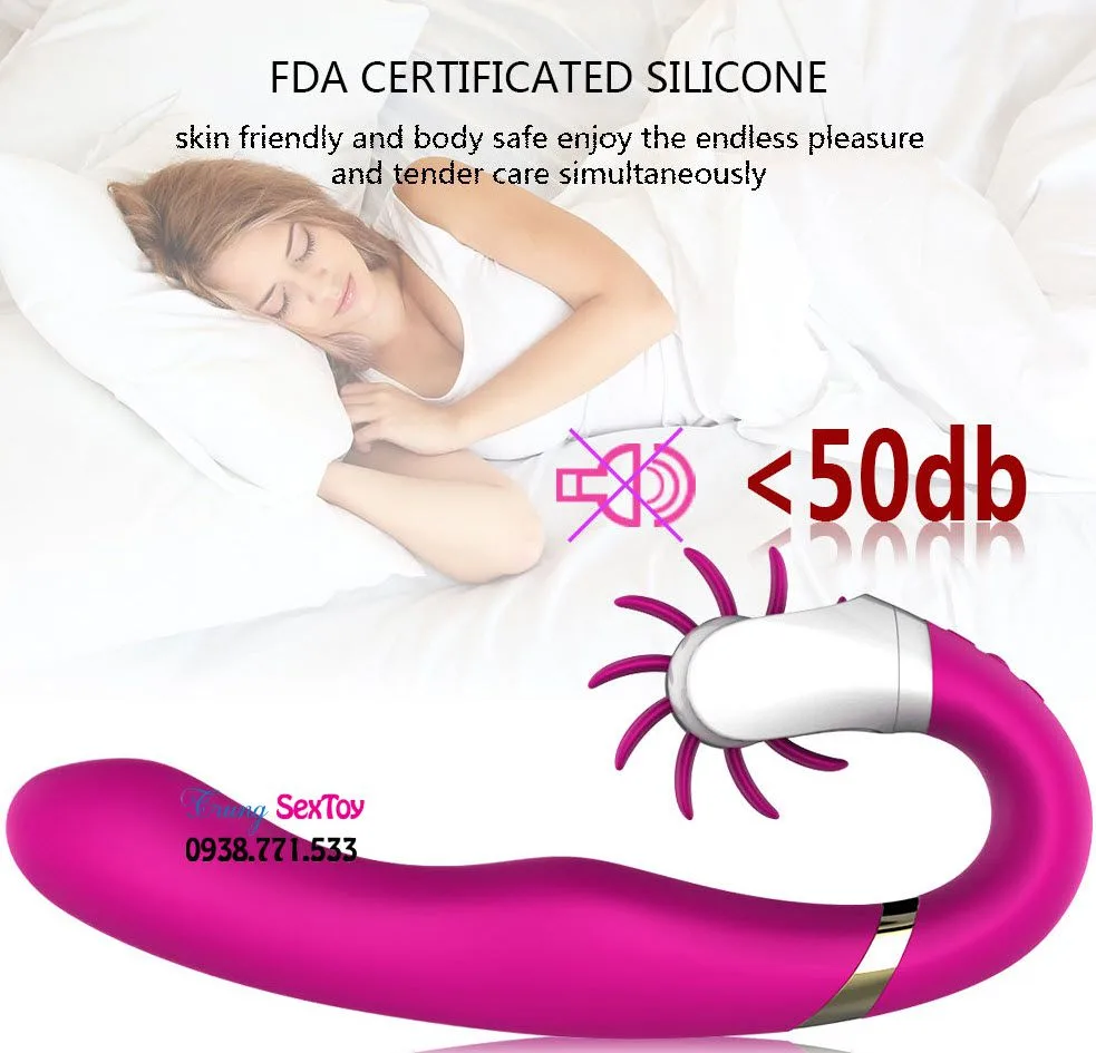 Rechargeable Dual Motor Silicone Dildo with Tongue Vibrator — Crafted with the highest quality materials, it offers