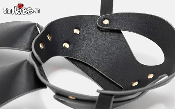 BDSM Leather Bunny Mask Bold Fetish Party Accessory — hình 3
