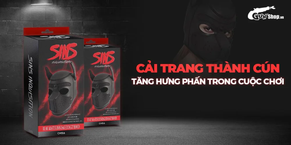 Chisa Sins BDSM Dog Hood Master Bondage PU Mask Fetish Gear — hình 3