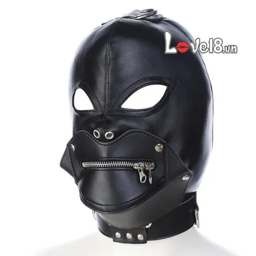 Demon Hood BDSM Mask with Mouth Lock Black PU Leather — Premium Materials and Impeccable Craftsmanship