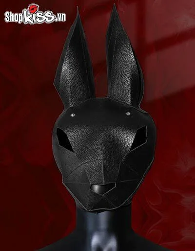 Black Rabbit BDSM Mask Cool Fetish Latex Headgear — hình 3
