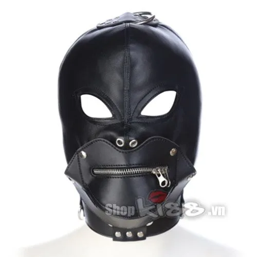Black Demon Face Mask Zipper Mouth BDSM Accessory — Product Specifications