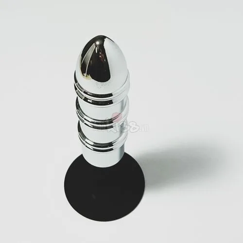 Silver Rocket Stainless Steel Anal Massager P-Spot Gay Toy — The silicone base is engineered to suction onto flat