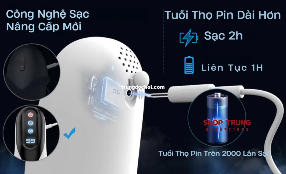 LCD Suction Penis Masturbator 9 Vibration & Suction Modes — hình 9