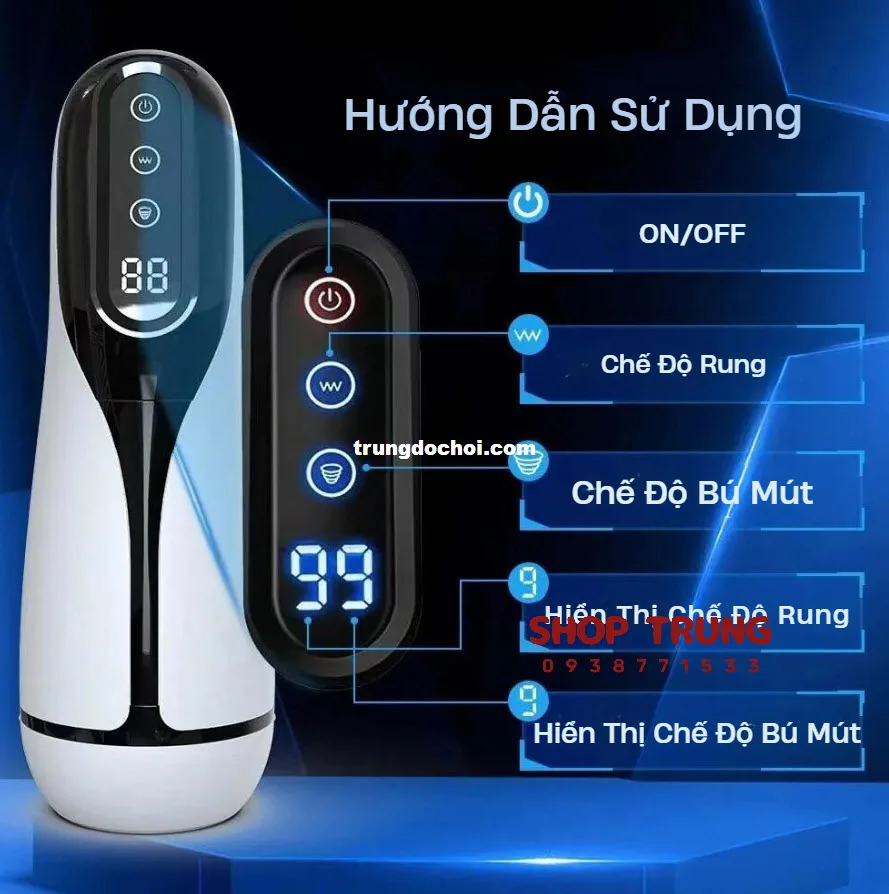 LCD Suction Penis Masturbator 9 Vibration & Suction Modes — hình 7