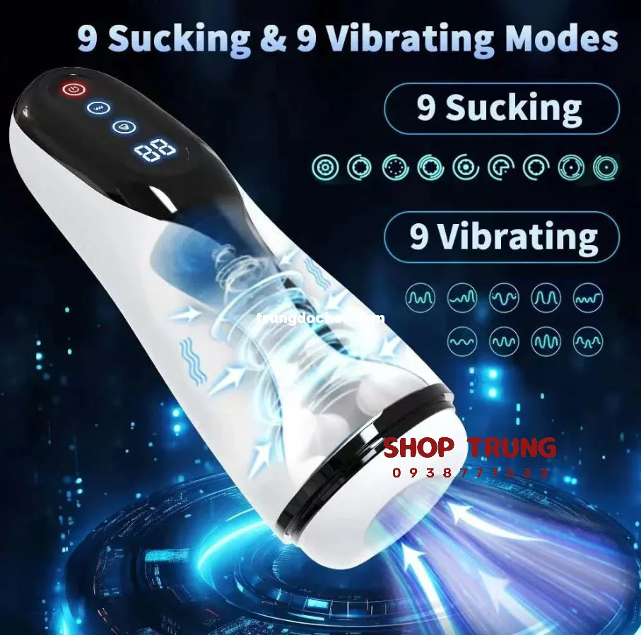 LCD Suction Penis Masturbator 9 Vibration & Suction Modes — hình 6